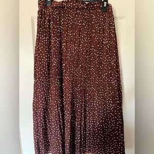 Brown with white polka dot midi skirt